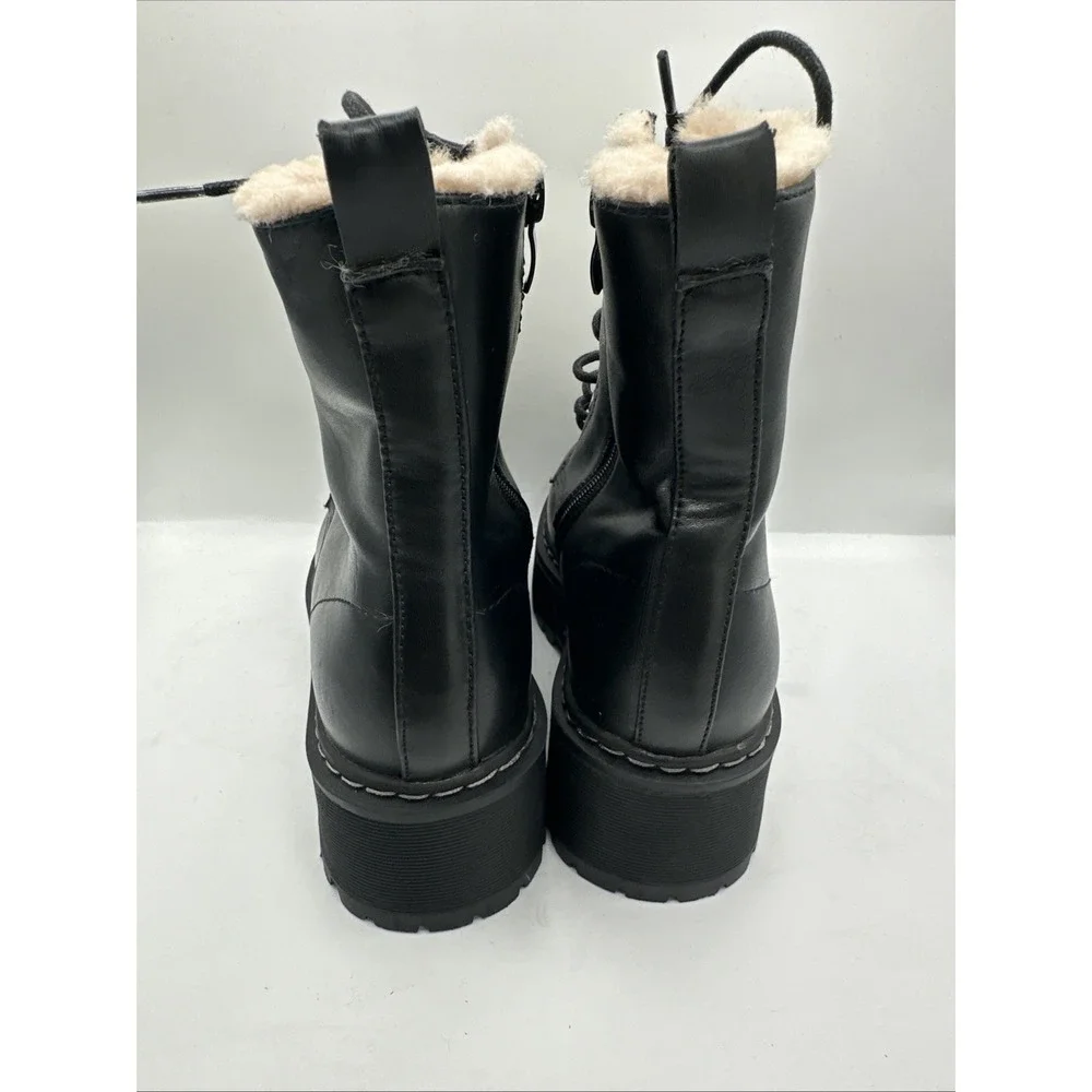 NEW $110 Steve Madden BETTY Doll Kills  Blk Combat Lace Up Faux Fur Lining Sz 5 - Picture 7 of 11